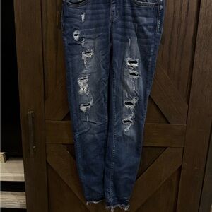 Judy Blue Dark Blue Distressed Boyfriend Jeans